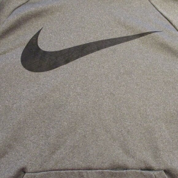 Nike Men X Large Gray Black Graphic Swoosh Warm Long Sleeve Pullover Hoodie - Picture 3 of 10
